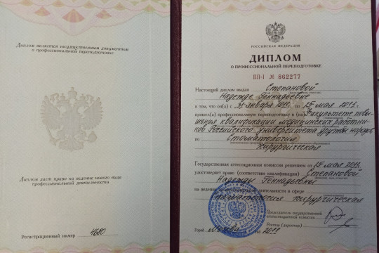 Диплом Степановой Надежды Геннадьевны